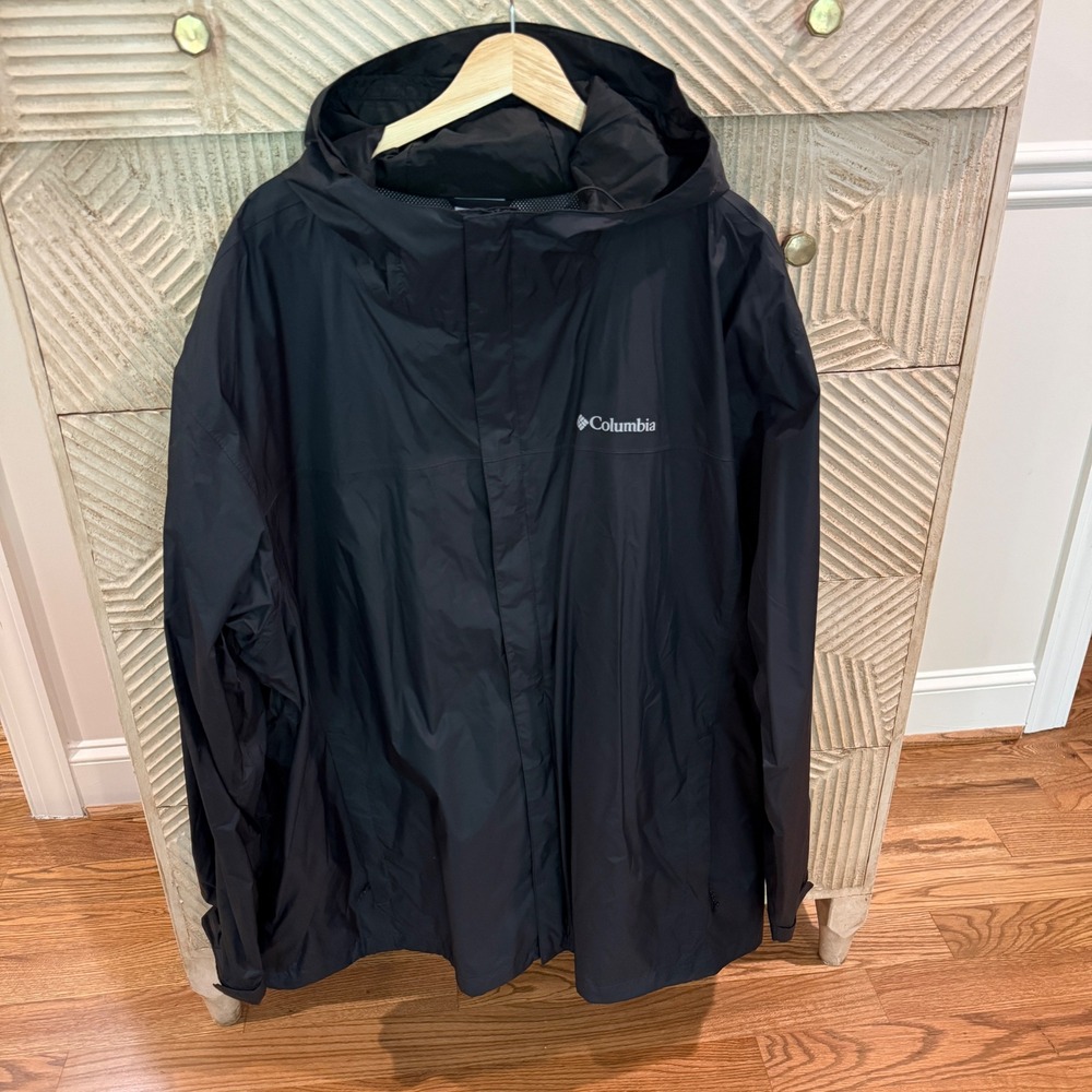 Columbia Mens Omni-Tech Rain Windbreaker Jacket Black 3XT Tall Watertight 2